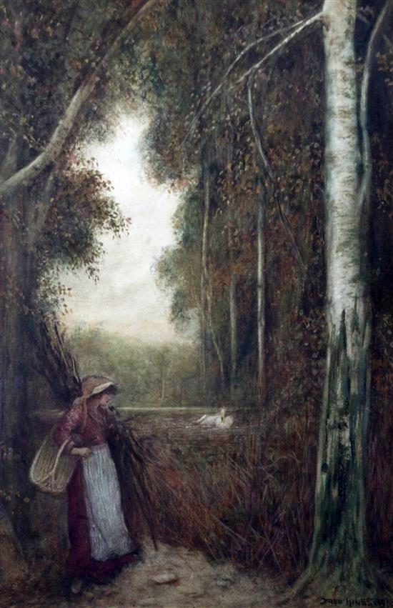 Frederick Hines (1875-1897) Springtime & Autumn in the Wood 20.5 x 13.5in.